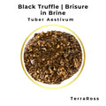 Minced black truffle in brine for restaurant and food-production recipes