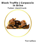 Black truffle carpaccio in brine from Terra Ross, premium truffle carpaccio product