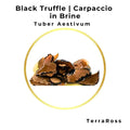 Black truffle carpaccio in brine from Terra Ross, premium truffle carpaccio product