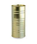 Gold cylindrical tin canister with ribbed design and lid for Terra Ross Black Truffle Carpaccio