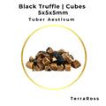 Black truffle cubes measuring 5 × 5 × 5 mm in brine for professional use