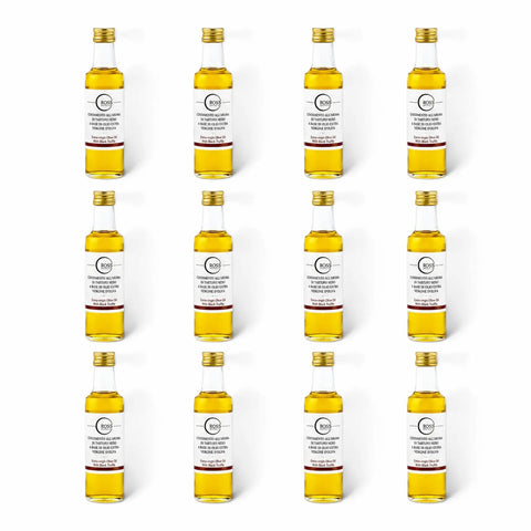 Twelve 100 ml bottles of Black Truffle Olive Oil with 2% Tuber melanosporum flavouring