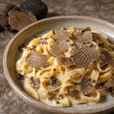 Frozen Burgundy Truffle – Tuber uncinatum shaved over creamy pasta