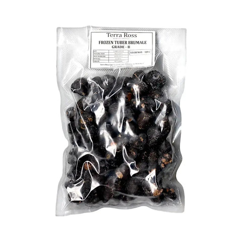 Bag of frozen winter truffle Tuber Brumale B-grade for gourmet culinary use