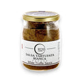 White tartufata jar with gold lid showcasing tartufata white truffle sauce product